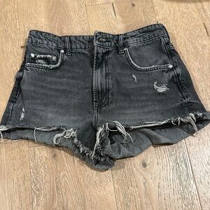 Zara Distressed Black Jean Shorts
